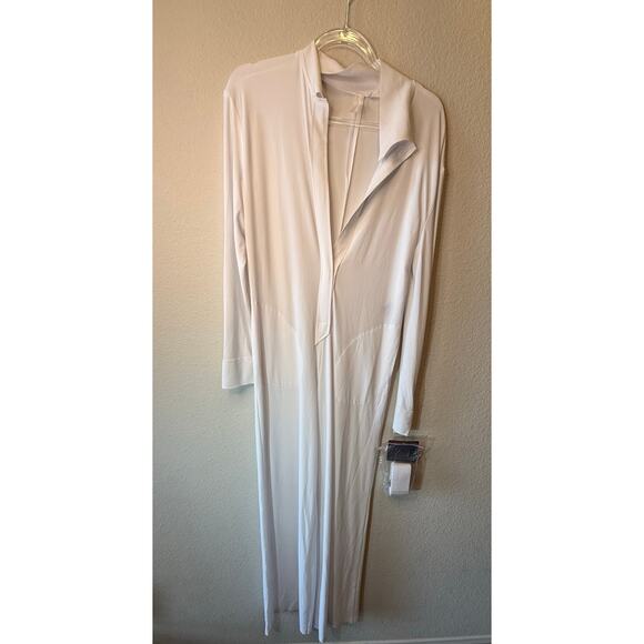 Norma Kamali NK Shirt Straight Leg One-Piece Jumpsuit White Women's Size XS/34 - Picture 2 of 6